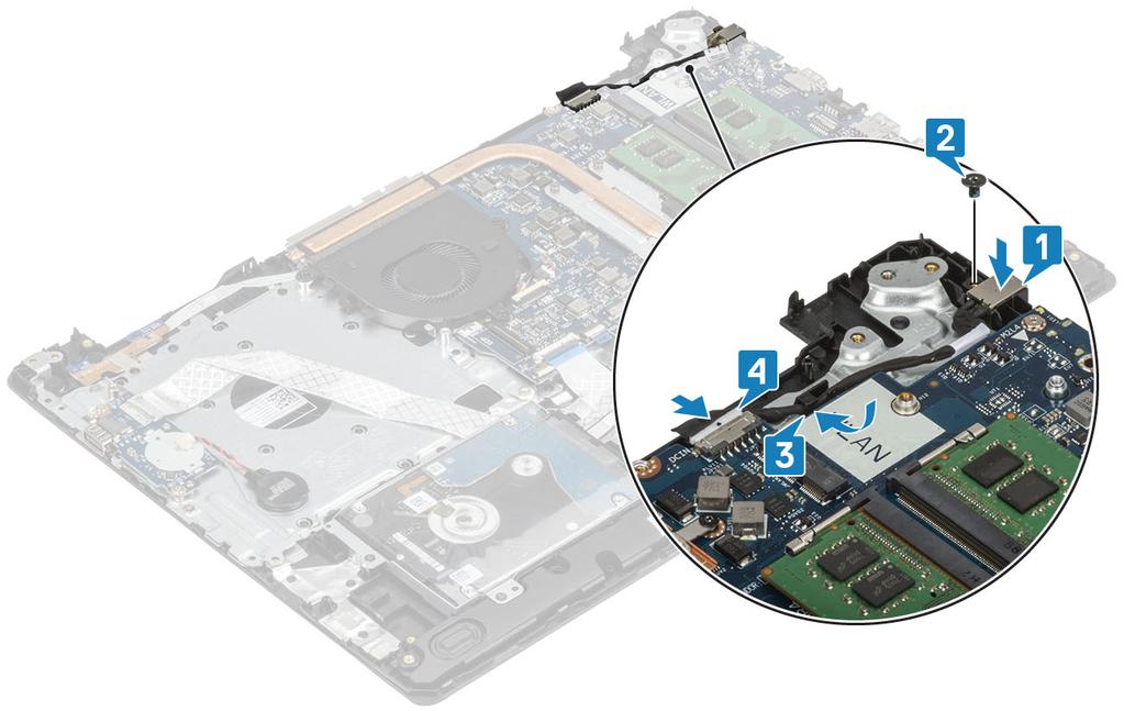 Kolejne kroki 1 Zainstaluj płytę przycisku zasilania. 2 Zainstaluj zestaw wyświetlacza 3 Zainstaluj dysk SSD. 4 Zainstaluj kartę sieci WLAN. 5 Zainstaluj akumulator. 6 Zainstaluj pokrywę dolną.