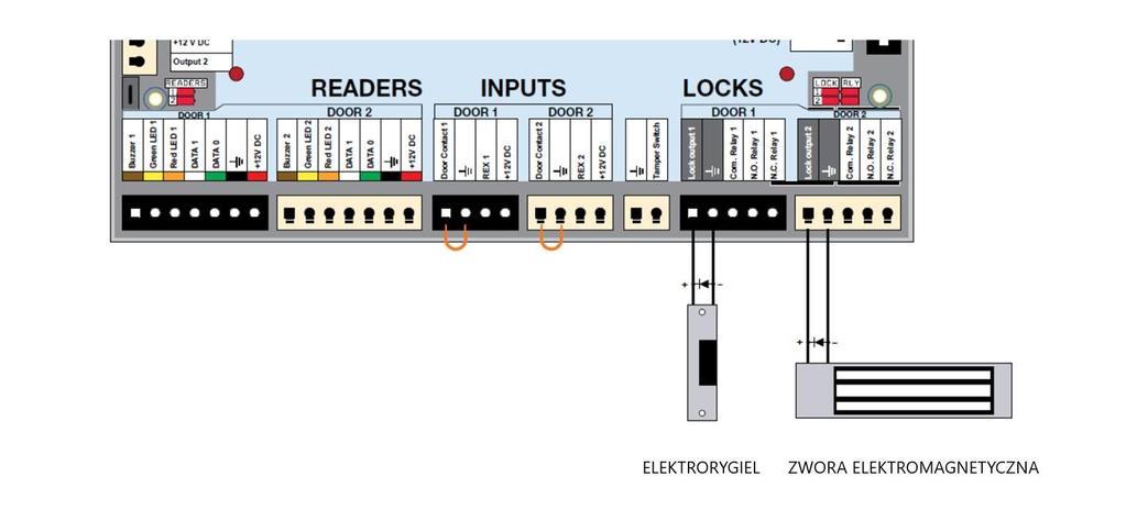 Instalacja Podłączanie wyjść / zamków