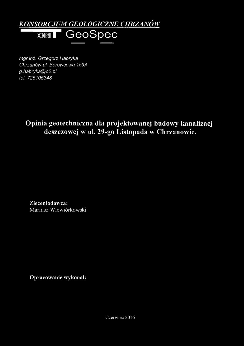 725105348 Opinia geotechniczna dla projektowanej budowy kanalizacj