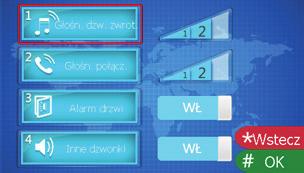 6.2 Ustawienia dźwięku W celu wybrania opcji naciskaj klawisze strzałek lub odpowiednią cyfrę na klawiaturze. Zmiana opcji następuje za pomocą klawisza #.