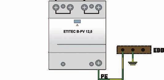 TAK NIE Zastosować ograniczniki ETITEC C-PV (2) w obwodzie rzędu modułów PV (na stronie DC przekształtnika) Zastosować ograniczniki ETITEC B-PV (1) w obwodzie rzędu modułów PV (na stronie DC