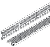 E491415 0,32x1,57 12,04 E491420 0,32x2,07 15,74 E491425 0,32x2,57 19,10 E491430 0,32x3,07 22,56 2030 76 320 Pomost stalowy ECO z poprzeczką Pomosty klinczowane ECO są lżejsze i tańsze, przy