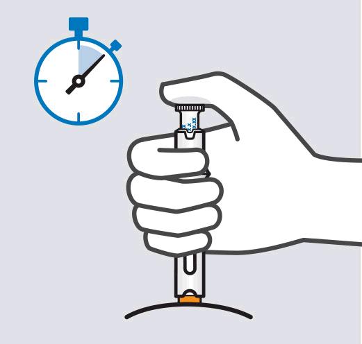 Przytrzymać, a potem unieść Przyciskać wstrzykiwacz do skóry przez około 5 sekund.
