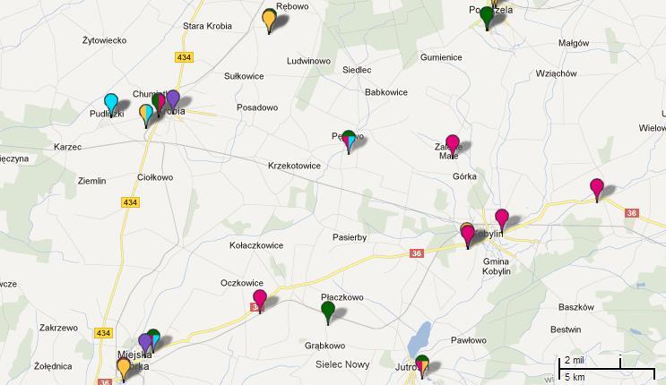 S t r o n a 87 Rys.9. Rozmieszczenie stacji bazowych sieci komórkowej na obszarze gminy Pępowo źródło: http://mapa.btsearch.