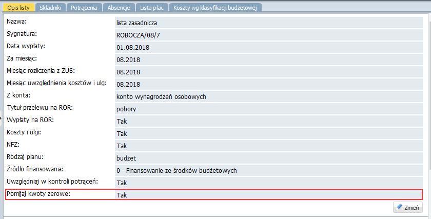 umów za konkretny okres. Listy wypłat 1.