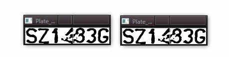 Polish licence plate numbers recognition system 127 (calculated in Procedure 5) or reconstructed areas (estimated in Procedure 10), rotated by the angle of the lines defining the rows of characters
