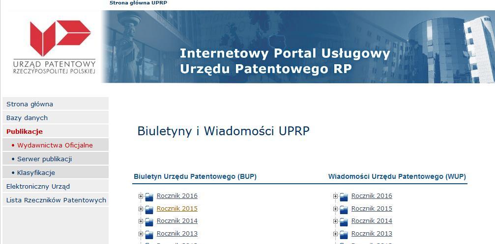 Przegląd patentowych źródeł informacyjnych UPRP serwer publikacji http://pubserv.uprp.