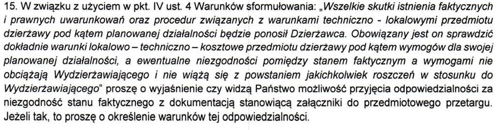 charakter działalności, która ma być prowadzona na dzierżawionej powierzchni.