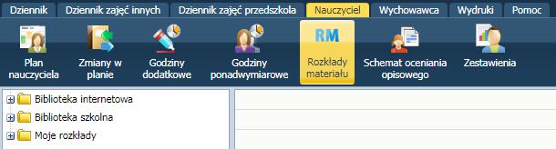 Korzystanie z rozkładów materiału Korzystanie z rozkładów materiału Podstawowym obowiązkiem każdego nauczyciela określonego przedmiotu jest pełna realizacja przyjętego w danej szkole programu