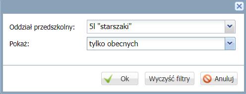 przedszkolu. Czerwona pionowa linia oznacza rzeczywistą godzinę. Ikona oznacza, że wpis jest otwarty uczeń przebywa w świetlicy.