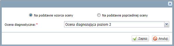 Korzystanie z dziennika w sytuacjach złożonych W wyświetlonym oknie zaznaczyć komórki z odpowiednim opisem. Aby wydrukować ocenę diagnostyczną należy kliknąć przycisk Drukuj.