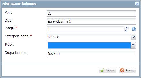 Dokumentowanie lekcji przez nauczyciela Przygotowanie strony ocen Zanim nauczyciel przystąpi do oceniania pracy uczniów może przygotować stronę ocen.