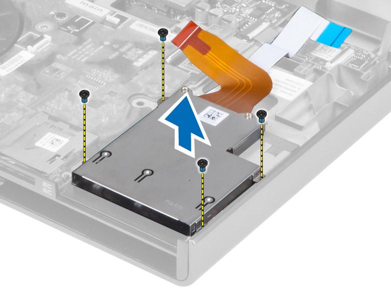 Instalowanie modułu ExpressCard 1. Umieść moduł ExpressCard w odpowiedniej wnęce. 2. Dokręć wkręty mocujące moduł ExpressCard do komputera. 3. Podłącz: a. kabel ExpressCard do płyty systemowej, b.