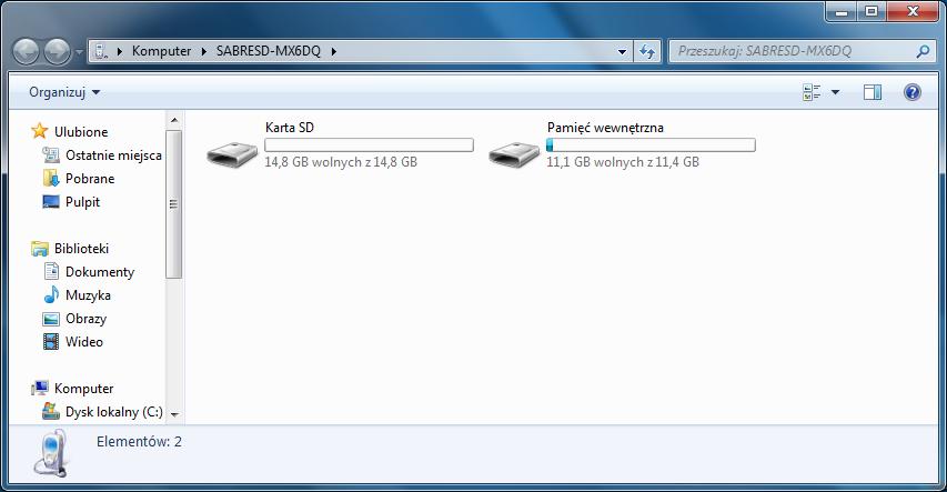 Kamera będzie widziana jest jako urządzenie zainstalowane w komputerze (nazwa napędu zgodna z nazwą nadaną karcie) z dwoma zasobnikami pamięci.