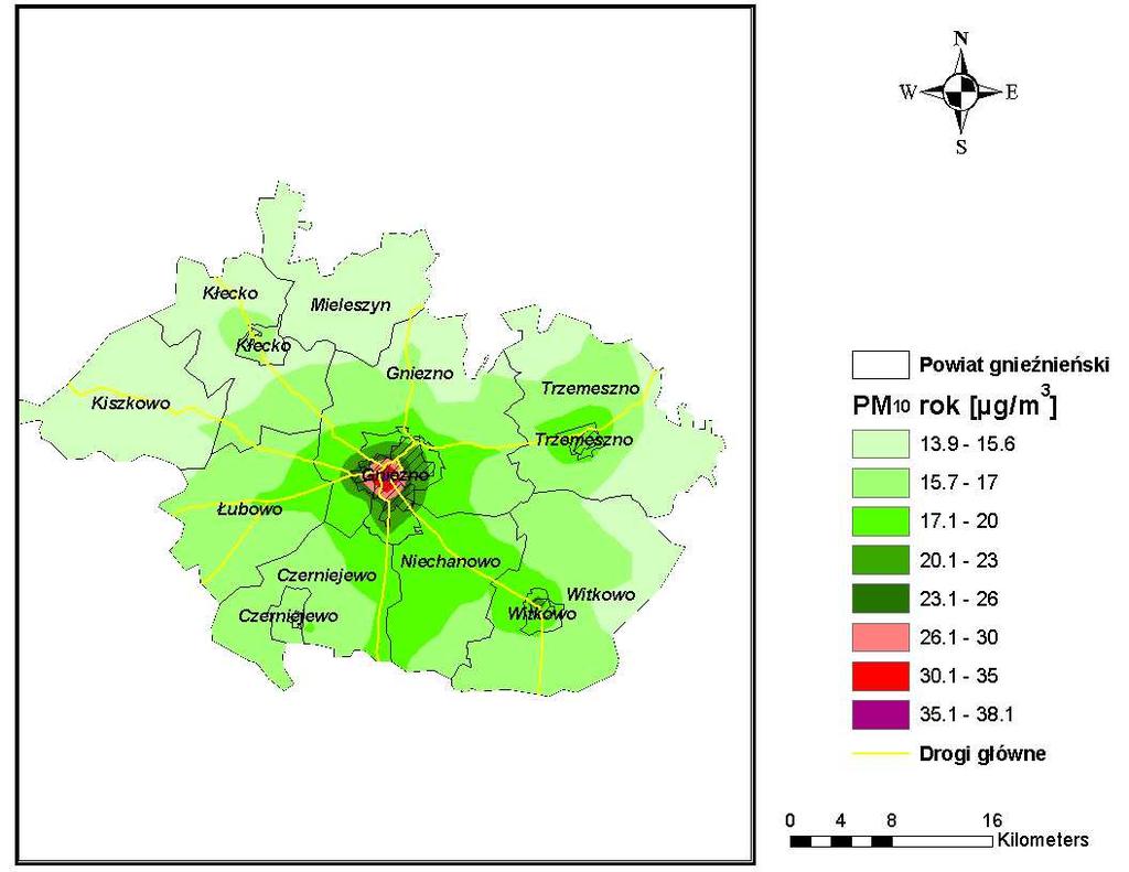 pochodzących z emisji łącznej z terenu powiatu gnieźnieńskiego w latach 2005