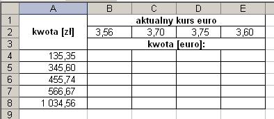 Ćwiczenie Znaleźć formułę, która zadziała