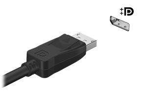 Port DisplayPort Port DisplayPort pozwala na podłączanie komputera do opcjonalnego urządzenia audio lub wideo, takiego jak telewizor wysokiej rozdzielczości, lub dowolnego zgodnego urządzenia