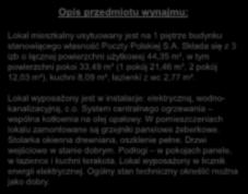 Opis przedmiotu wynajmu: Pokoje Lokal mieszkalny usytuowany jest na 1