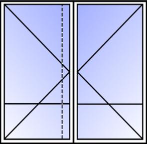 Drzwi wejściowe dwuskrzydłowe z poprzeczką 1 zamek, klamka, niski próg aluminiowy Szkło: 4/16A/4TPS WYS. SZER.