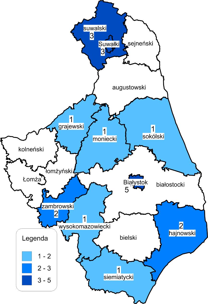 Źródło: opracowanie własne na podstawie danych z Regionalnego Ośrodka Polityki Społecznej w Białymstoku.