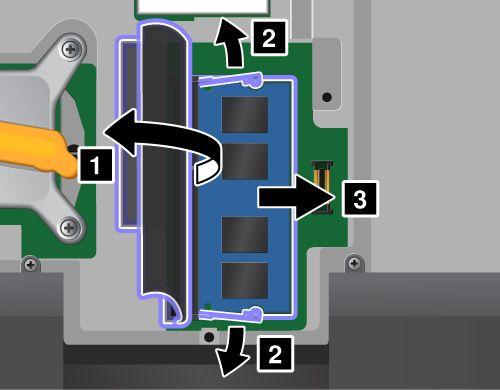 6. Odszukaj wycięcie na krawędzi kontaktowej instalowanego modułu pamięci. Uwaga: Aby uniknąć uszkodzenia modułu pamięci, nie dotykaj jego krawędzi kontaktowej. 7.