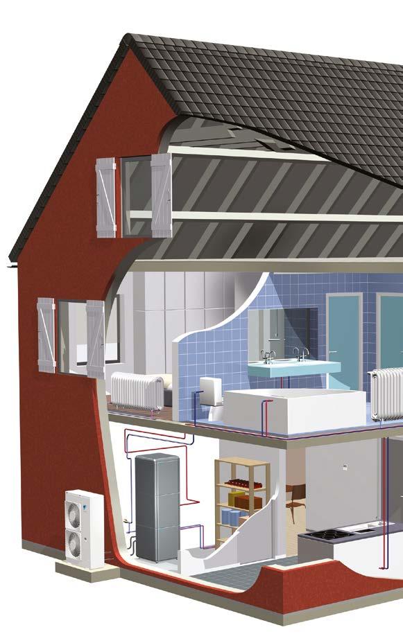 Daikin Altherma HT, wysokotemperaturowa, split Ogrzewanie i ciepła woda użytkowa do budynków modernizowanych 1 System split System split zawiera jednostkę zewnętrzną i jednostkę wewnętrzną