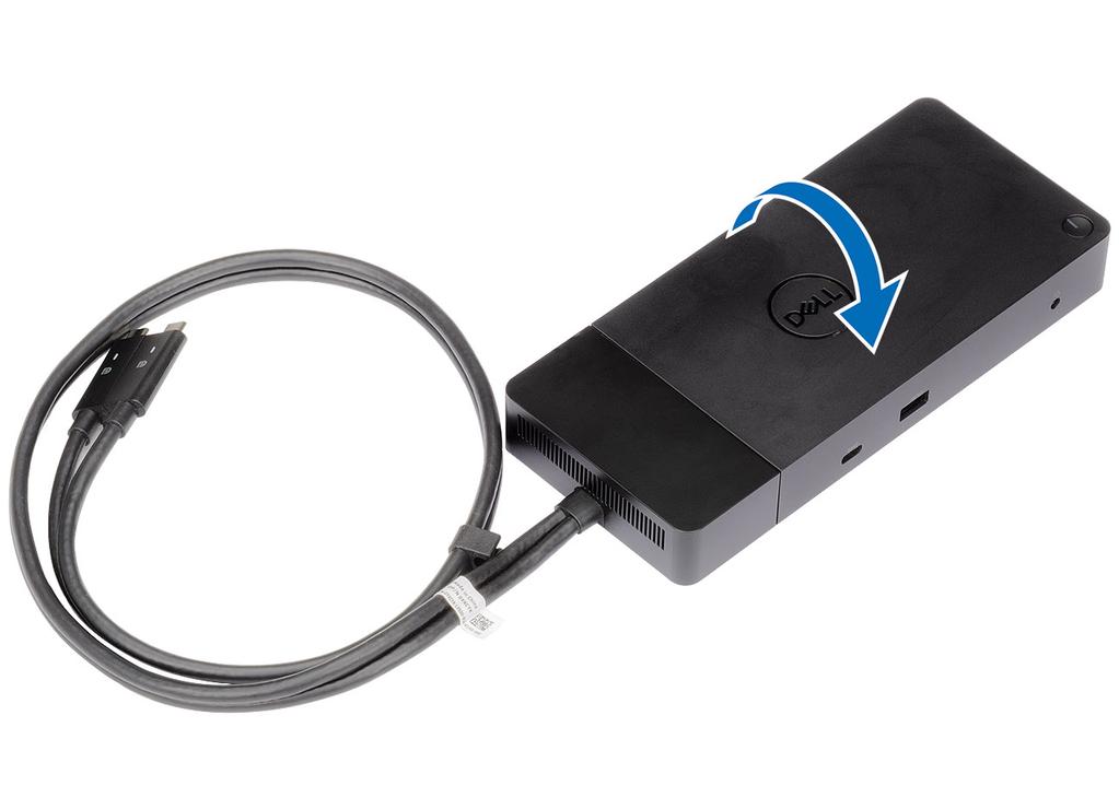 Wymontowywanie modułu kabla USB Type-C 8 Stacja dokująca Dell Performance WD19DC jest dostarczana wraz z zamocowanym kablem USB Type-C.