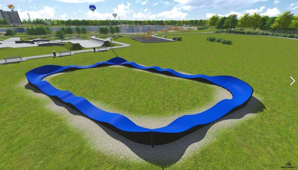 Koncepcja nr 1 Elementy małej architektury - przykłady tor dla rowerów i rolek - PUMPTRACK, tor dla początkujących jak i dla