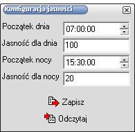 się z dokładnością do minuty (sekundy wprowadzone przez użytkownika są pomijane). 6.5, Ustawianie jasności świecenia Wyświetlacze DL mają możliwość programowego określenia jasności świecenia.