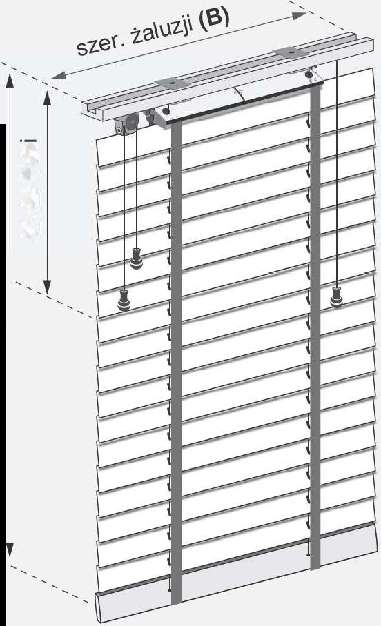 isic 50 mm Drewno Max. powierzchniia żaluzji Max. wysokość Min. szerokość falizji Max.