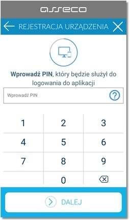 W dalszej kolejności w polu Wprowadź PIN należy wpisać własny kod PIN, który będzie służył do logowania w aplikacji, rys.8.