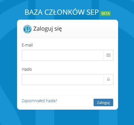 1. Pierwsze logowanie / Resetowanie hasła Przed pierwszym zalogowaniem się do Bazy należy ustanowić swoje hasło.