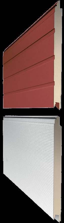Rodzaje paneli dla bram ProPlus 10 standardowych kolorów RAL 9016 Biały Przetłoczenia-S RAL 1015 Kość słoniowa RAL 3004 Purpurowo-czerwony RAL 5010 Niebieski 45mm grubość panelu RAL 6005