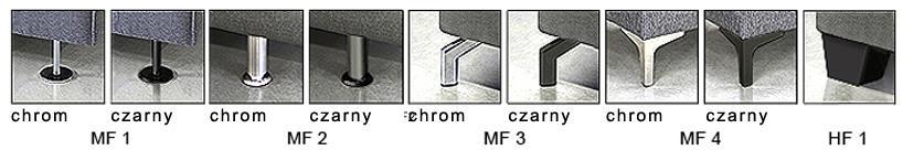 3 Z 8 Dostępne warianty stopek: 1. Drewniane bukowe lakierowane w 11 kolorach - HF1 2. Metalowe - MF1 / MF2 / MF3 / MF4 - dostępne wybarwienia: czarna, chrom.