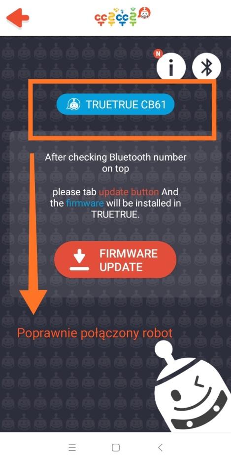 Jeżeli robot zostanie poprawnie połączony za