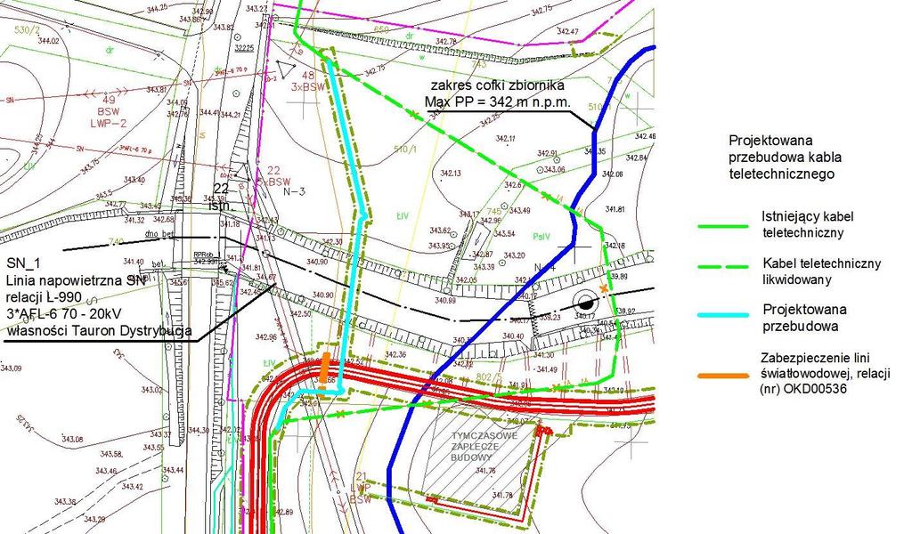 6.2.5 Infrastruktura techniczna Na terenie planowanym do zajęcia na potrzeby realizacji Zbiornika znajdują się następujące urządzenia infrastruktury technicznej: - w części wlotowej do projektowanego