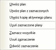 Aby usunąć plan należy zaznaczyć interesujący nas plan na liście po lewej stronie, zostanie wtedy uaktywniony przycisk Usuń plan. Po naciśnięciu przycisku plan zostanie usunięty.