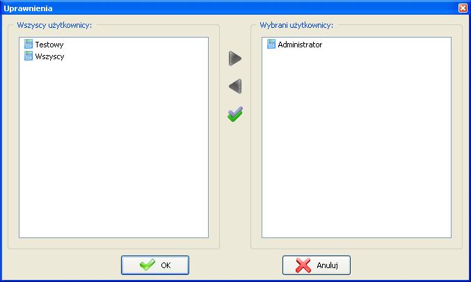 Rys. 44: Okno uprawnień do przelicznika Po dokonaniu zmian w istniejącej konfiguracji urządzenia i przyciśnięciu przycisku Zapisz program wyświetli okno, w którym użytkownik zostanie poproszony o