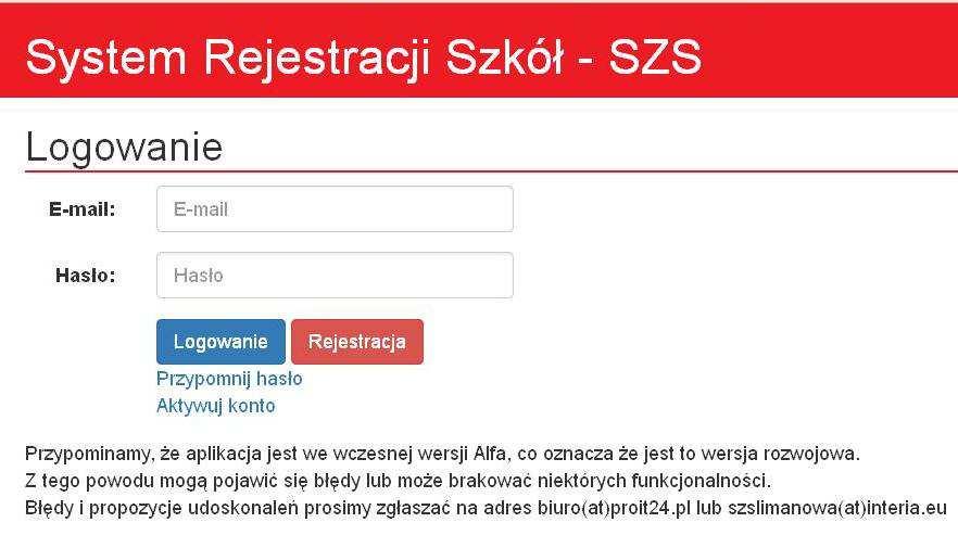 Instrukcja obsługi systemu SRS: Opis krok po kroku: Informacja / Instrukcja dotycząca Systemu Rejestracji Szkół / SRS / logowanie na stronie www.srs.szs.