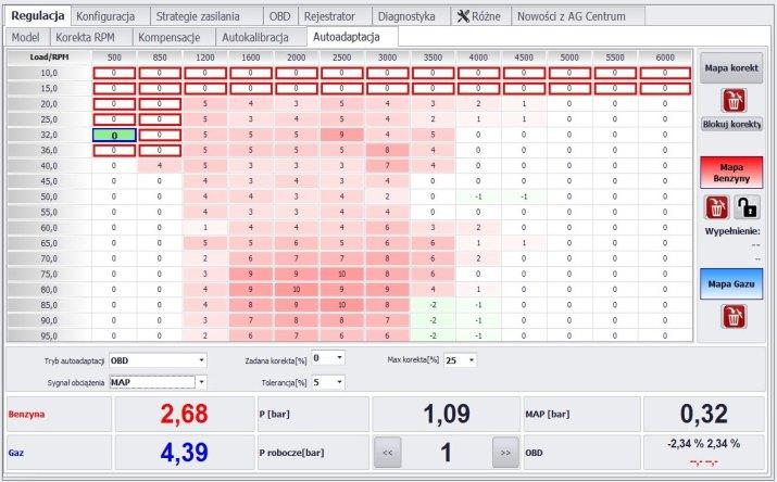 Regulacja - Autoadaptacja (tylko centrale w wersji OBD) Sterownik w wersji OBD wyposażony jest w system autoadaptacji.