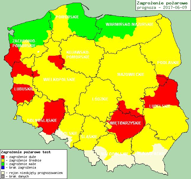 lasów Ostrzeżenia METEO/HYDRO