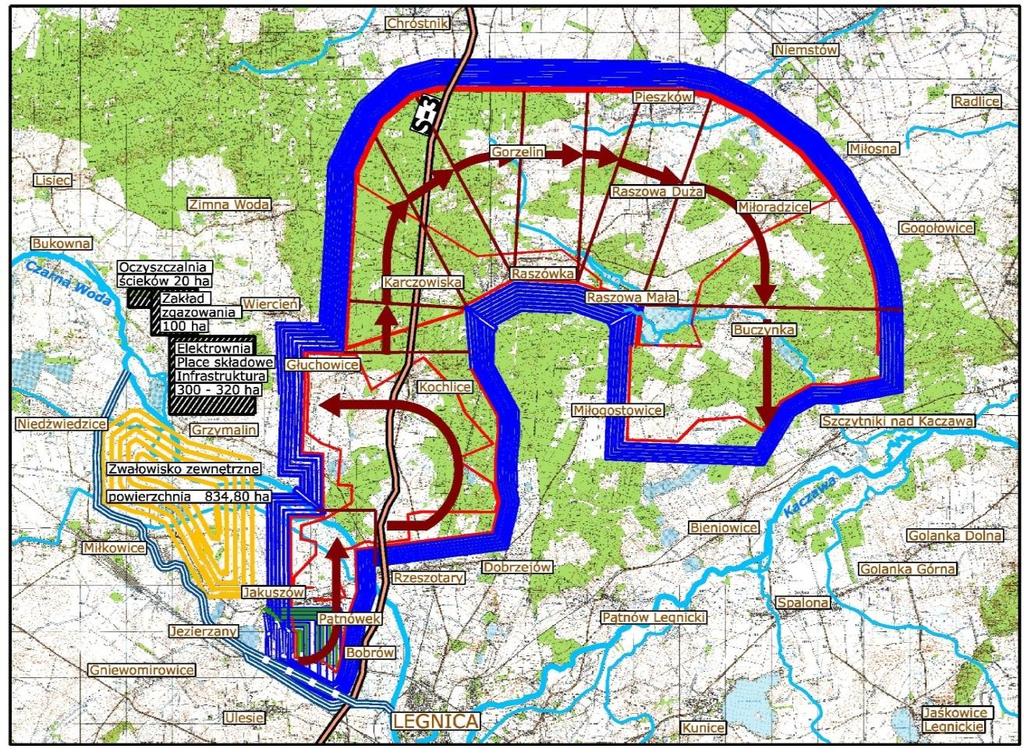 Harmonogram realizacyjny Lata [rok] Nadkład [mln,m3] Węgiel [mln,mg] N:W [m3/mln,mg] 1 10 2 30 3 60 4 89 1,2 5 112,2 4 28,1 6 128,1 9 14,2 7