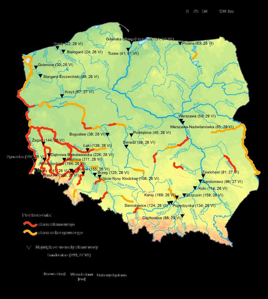 4. Przekroczenia stanów ostrzegawczych i alarmowych oraz najwyższe dobowe wzrosty