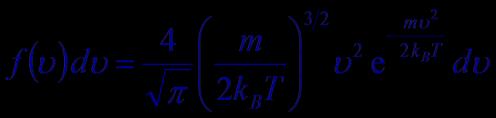 zgodne z rozkładem Boltzmanna, prawdopodobeństwo takego stanu, a ścślej tego, że składowe prędkośc meszczą sę w przedzale v, v + dv