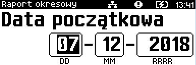 Raport wg numerów Po wybraniu raportu według numerów, drukarka zażąda wprowadzenia numerów raportów dobowych: początkowego i końcowego.