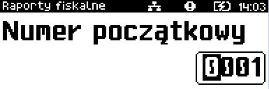 2 Ponownie użyć klawisza, aby wybrać Raporty. W ten sam sposób należy wybrać i zatwierdzić pozycję Raporty fiskalne. Klawiszami i należy wybrać pozycję 4 Raport zdarzeń i zatwierdzić klawiszem.