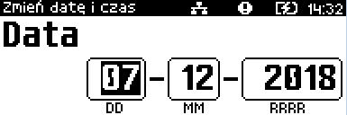 Zmień datę i czas Za pomocą klawiszy i należy ustawić migający kursor w polu,