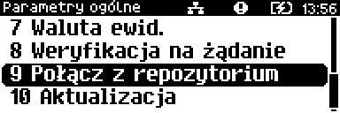 POŁĄCZ Z REPOZYTORIUM Funkcja umożliwia ręczne wywołanie połączenia z repozytorium i wysłanie danych z urządzenia.