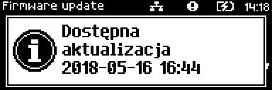 Odpowiedniego wyboru należy dokonać klawiszami, i zatwierdzić. Instaluj Instalacja nowej aktualizacji jest możliwa tylko przy zerowych totalizerach.