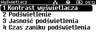 WYŚWIETLACZ W drukarkach Trio online wyświetlacz klienta pełni jednocześnie funkcję wyświetlacza operatora. Pozycja pozwala na ustawienie kontrastu, podświetlenia, jasności podświetlenia.